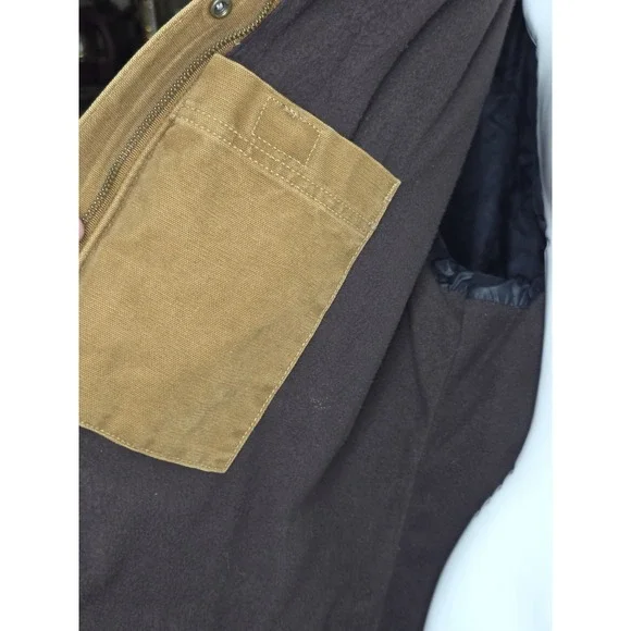 Carhartt Quilted Canvas Work Jacket Brown Corduroy Collar Mens XL - Picture 12 of 15